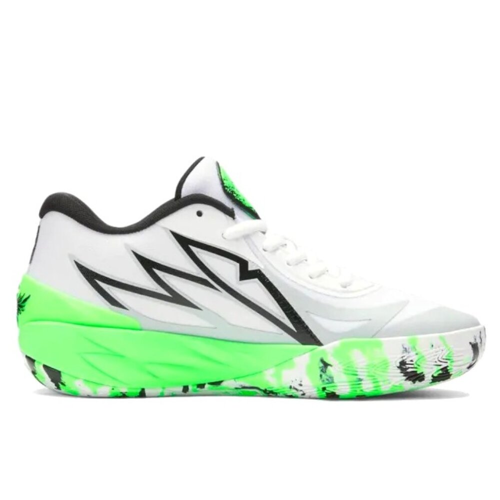 Men's White & Neon Green Low-Top Athletic Shoes